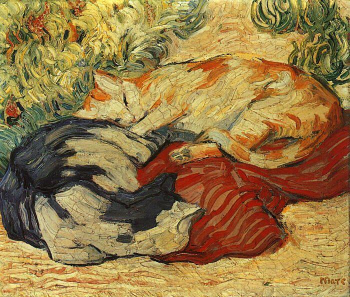 Franz Marc Cats on a Red Cloth Germany oil painting art